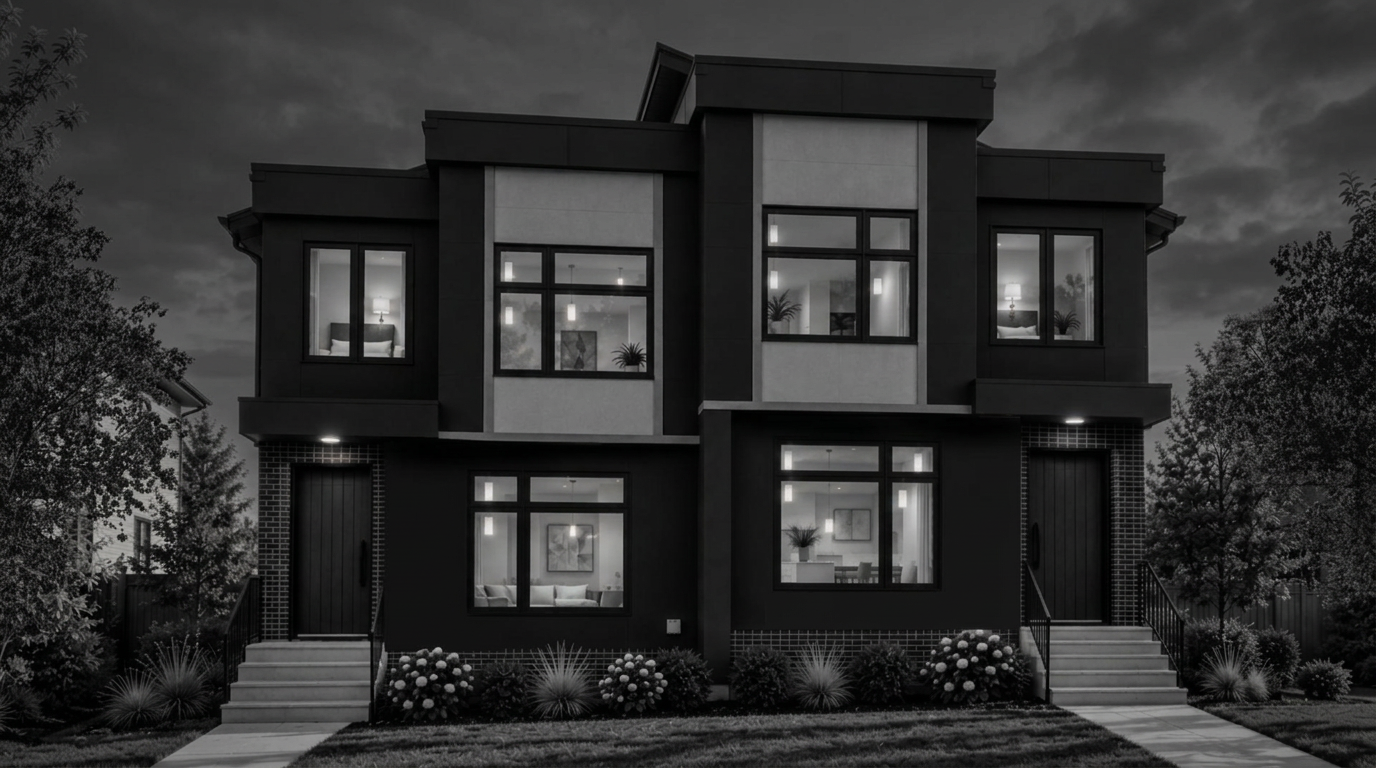 The Maison Noire showhome at dusk